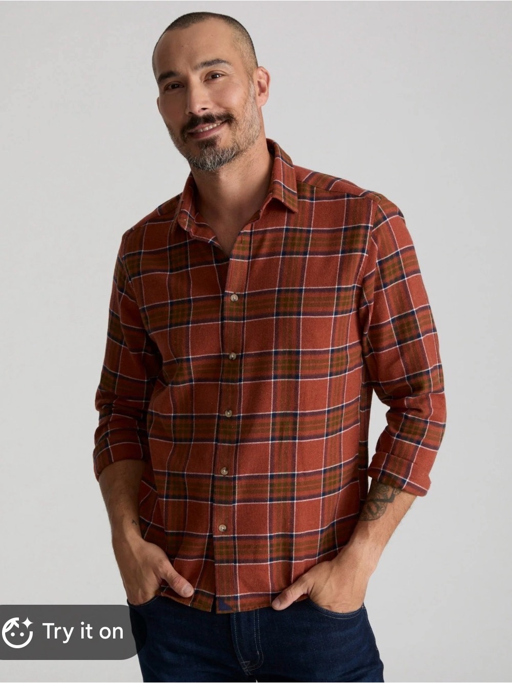 Untuckit Rust Plaid Button-Up Shirt - Men's